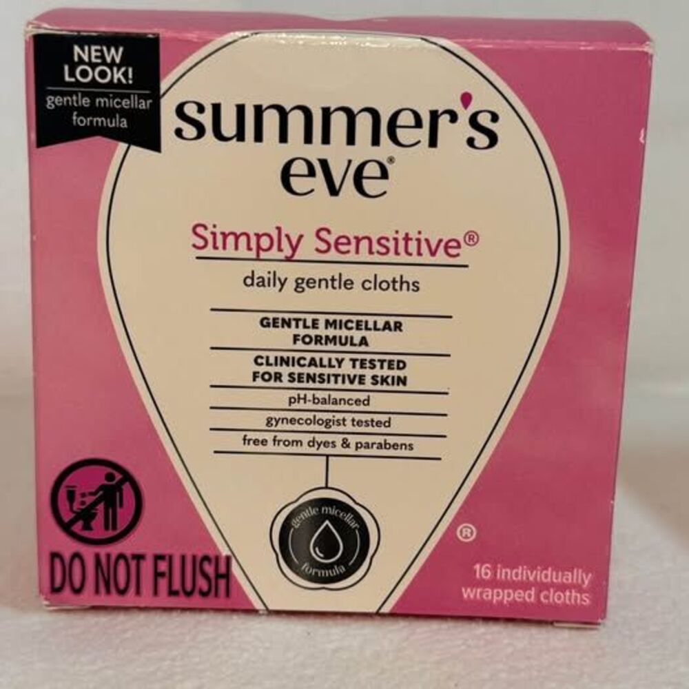Summer's Eve Simply Sensitive Feminine Wipes 16 Pack Subtly Floral set of 2 - Picture 2 of 3
